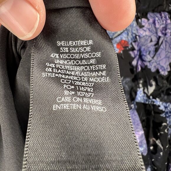 Alice + Olivia Size 10 Nichola Black Blue Red Cold Shoulder Ruffled Floral Dress - Picture 15 of 16